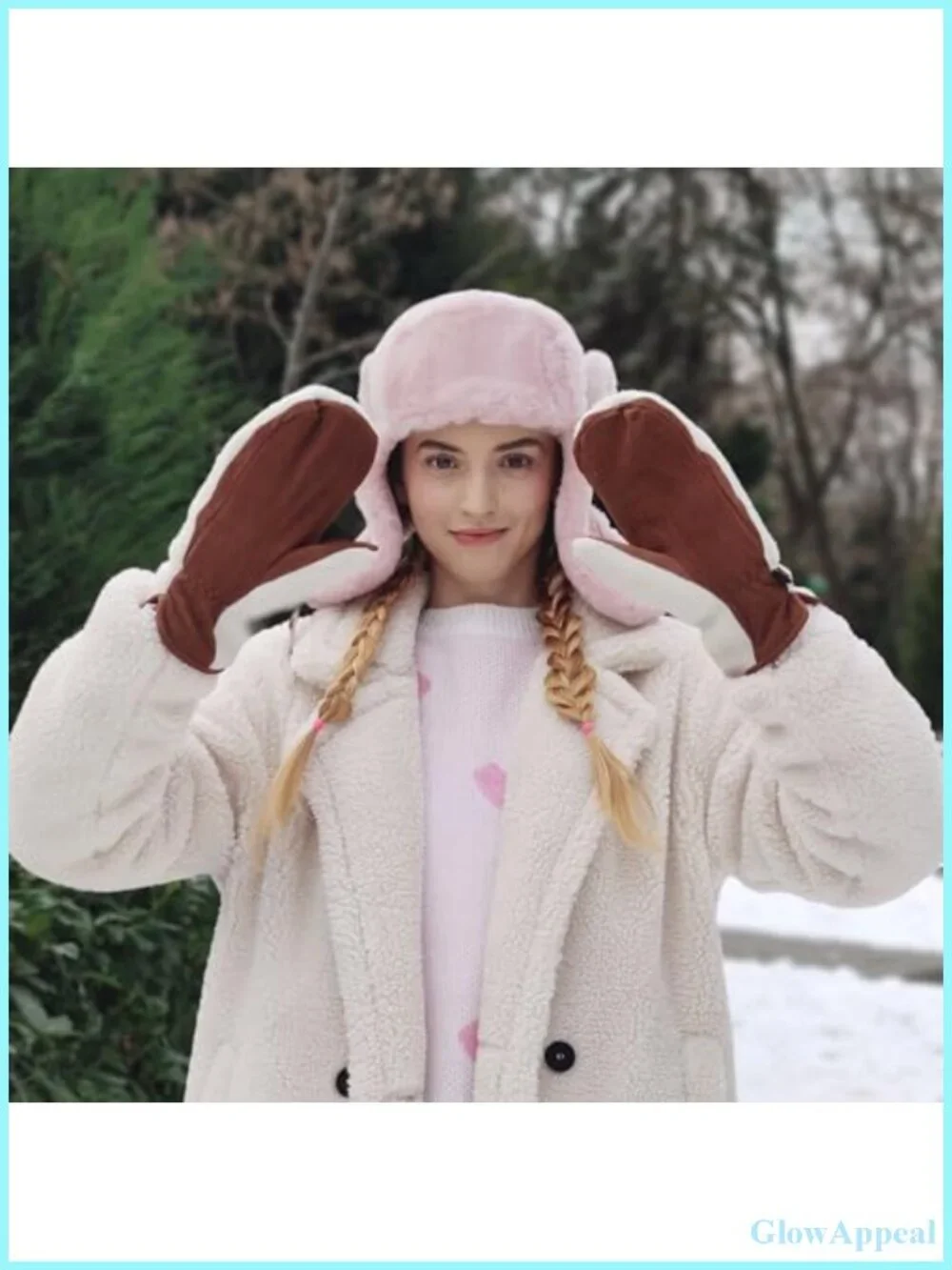 Thermal Lined Suede Sheepskin Winter Mittens with Fur Cuffs & Finger Liners